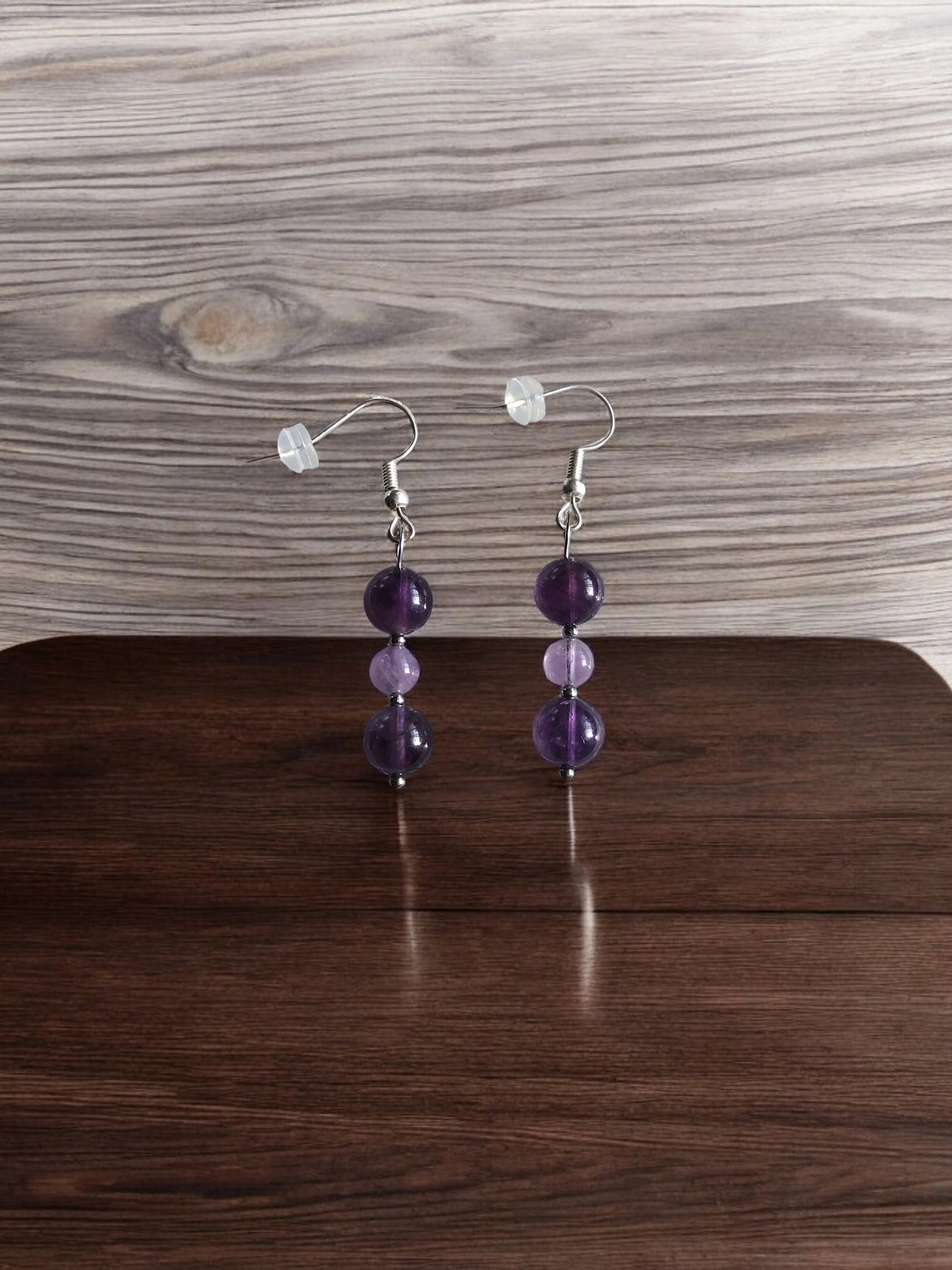Boucles d'oreilles en acier inoxydable et Améthyste