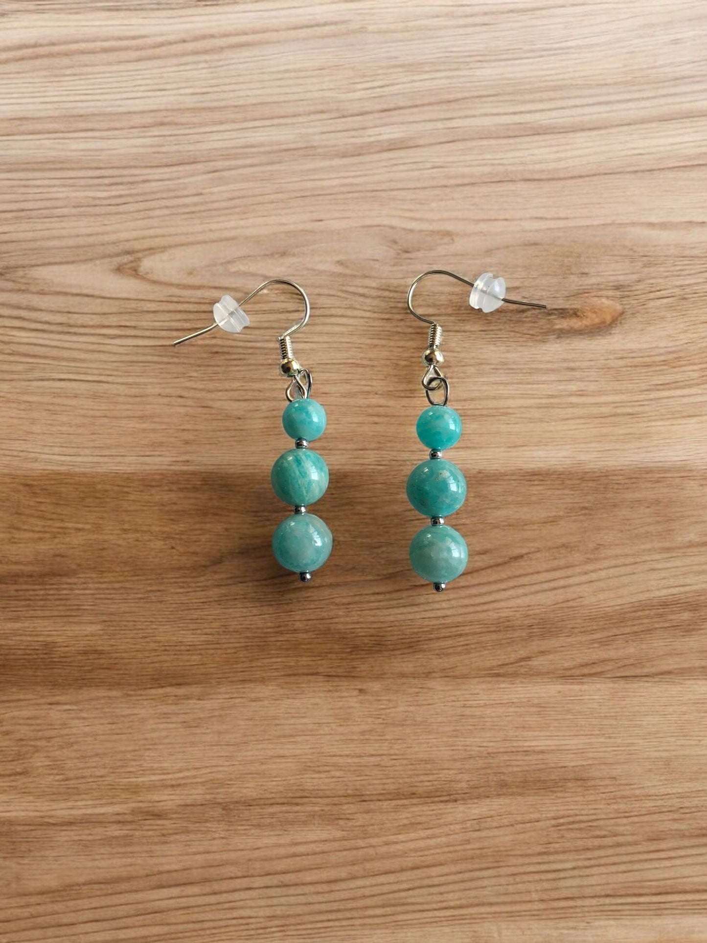 Boucles d'oreilles en acier inoxydable et Amazonite