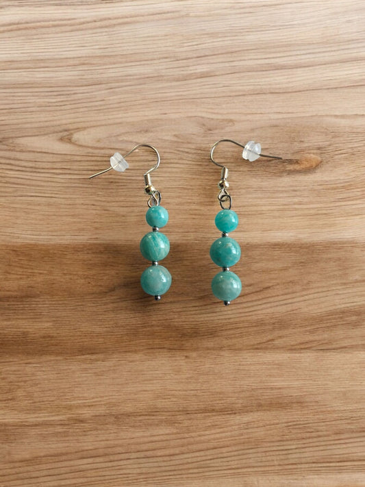 Boucles d'oreilles en acier inoxydable et Amazonite