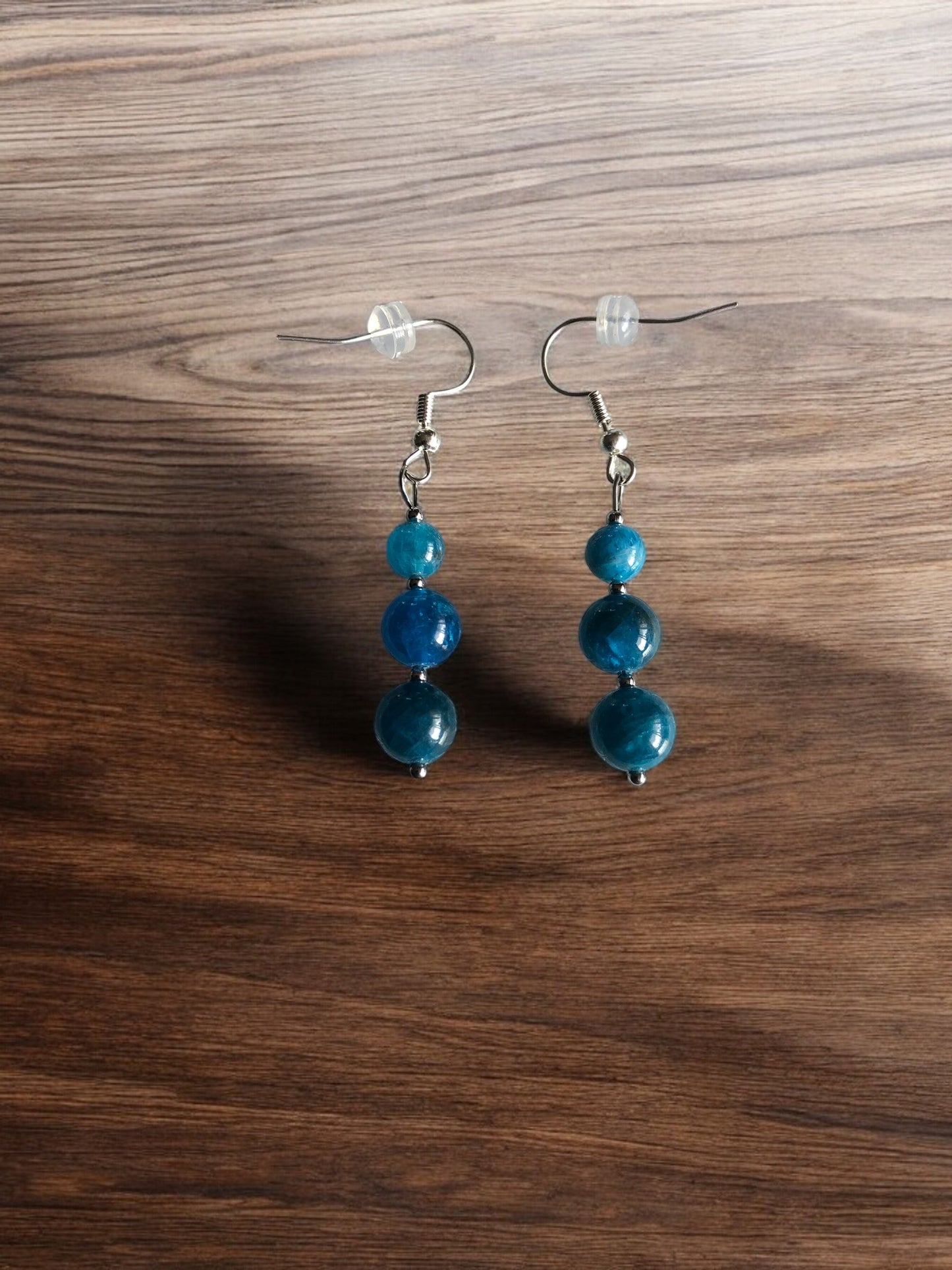 Boucles d'oreilles en acier inoxydable et Apatite