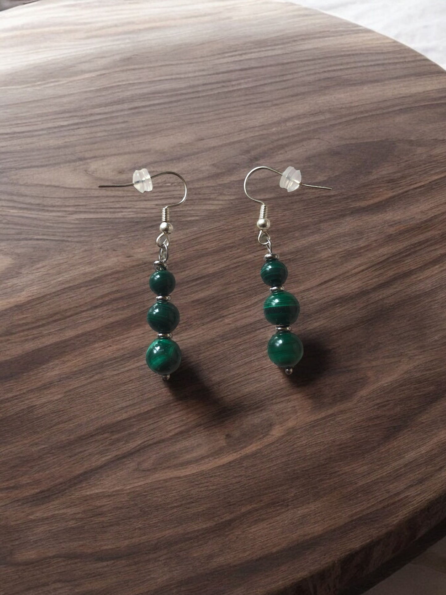 Boucles d'oreilles en acier inoxydable et Malachite