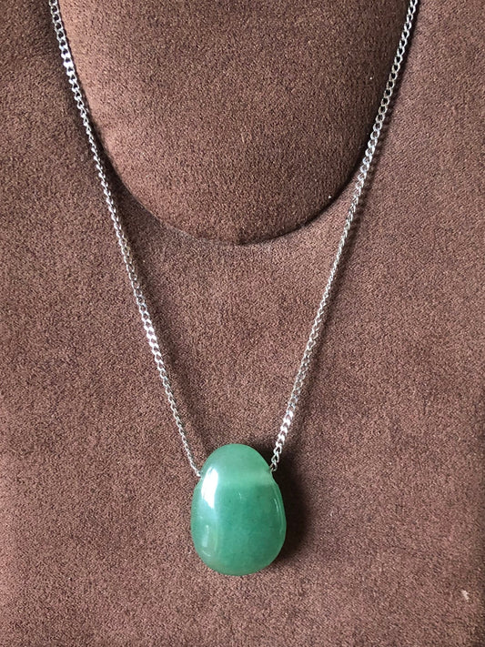 Collier en acier inoxydable et Aventurine verte