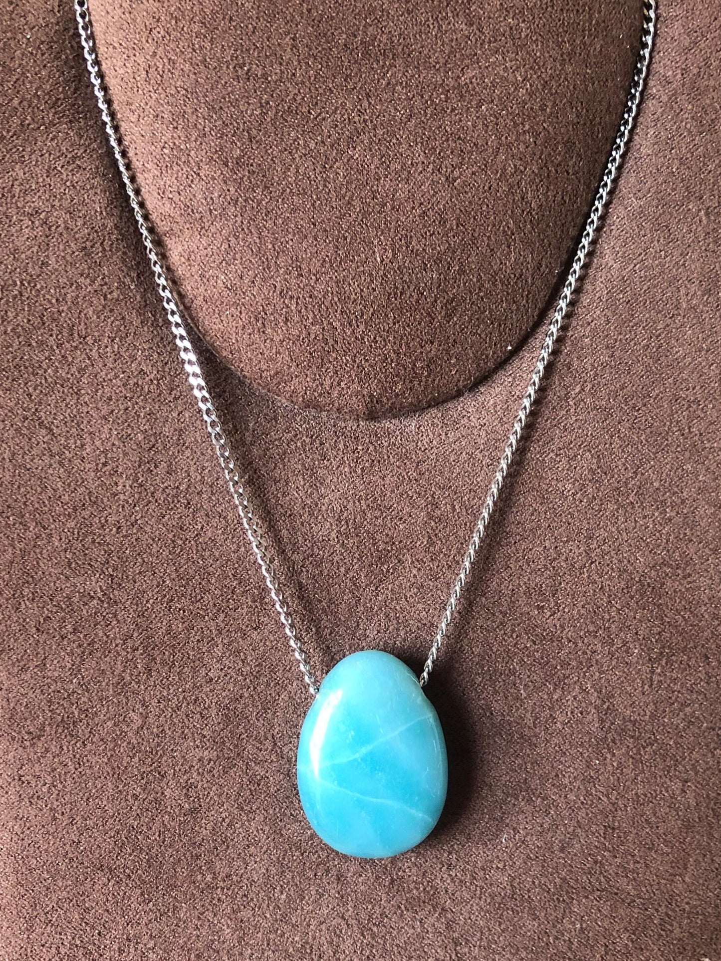 Collier en acier inoxydable et Amazonite