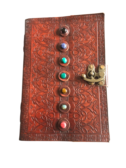 Journal en cuir - Carnet de note - Grimoire  7 chakras